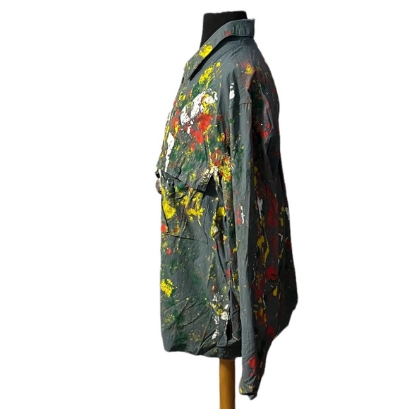 NWOT Zara Unisex Custom Splatter paint Jacket, Size XL - Picture 4 of 15